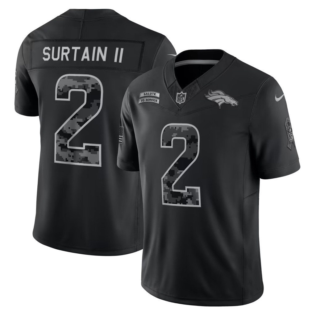 #2 Patrick Surtain II Jersey Denver Broncos 2026 Salute To Service Collection NFL Merch Black