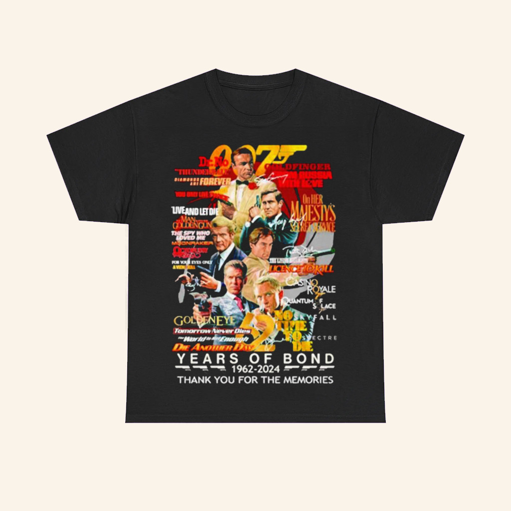 007 Years Of Bond 1962 2024 T-Shirt Thank You For The Memories Shirt Gifts For Husband