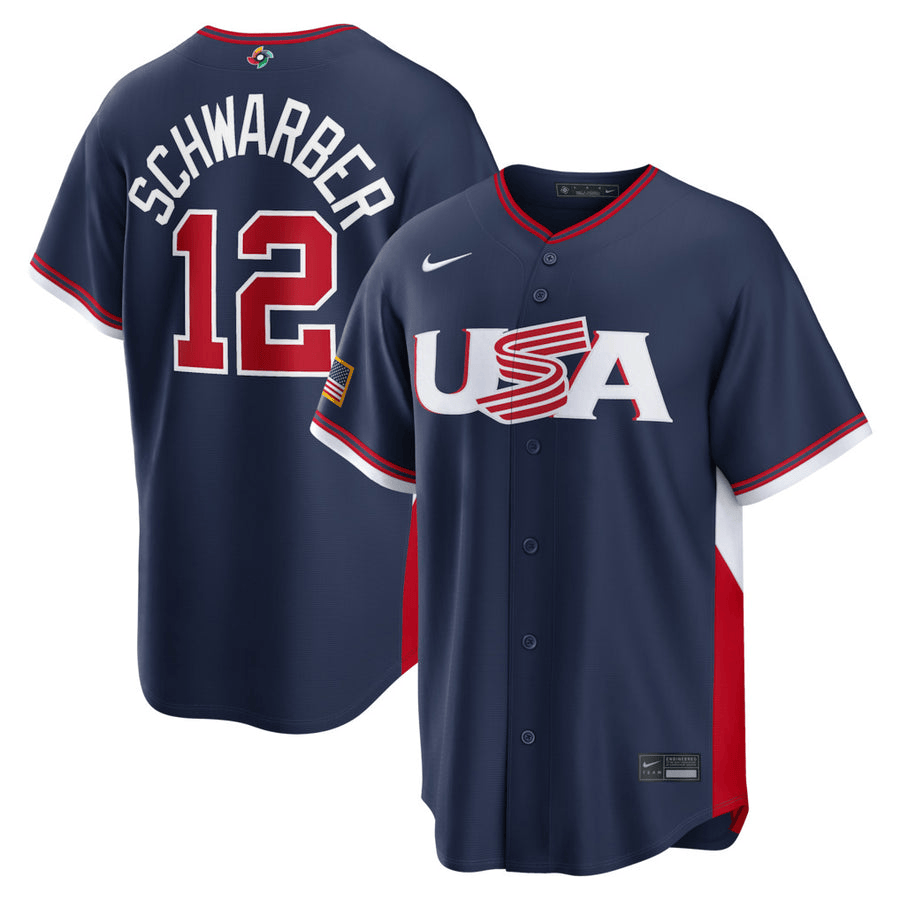 12 Kyle Schwarber USA 2026 World Baseball Classic Baseball Jersey Team USA WBC 2026 Merch White - Image 2