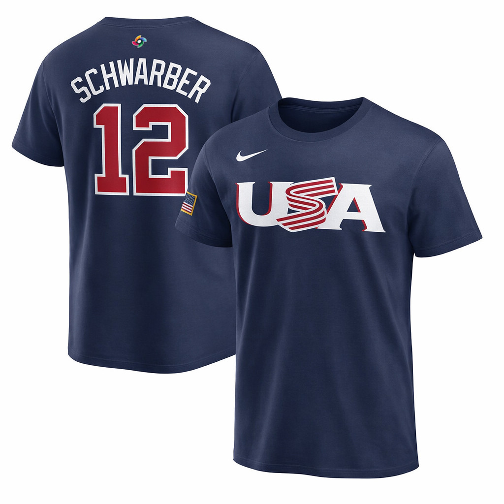 12 Kyle Schwarber USA 2026 World Baseball Classic T-Shirt Team USA WBC 2026 Apparel