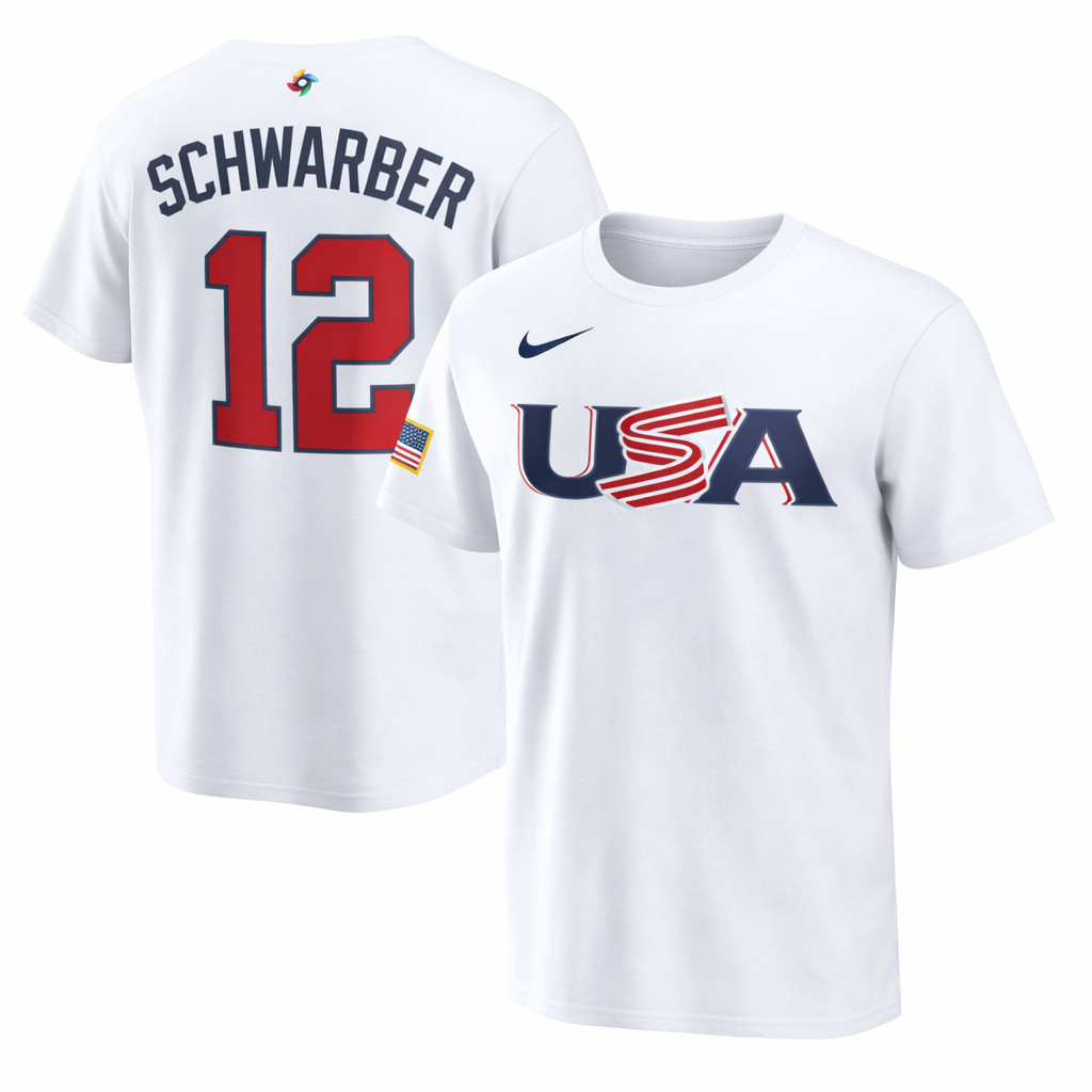 12 Kyle Schwarber USA 2026 World Baseball Classic T-Shirt Team USA WBC 2026 Apparel - Image 2