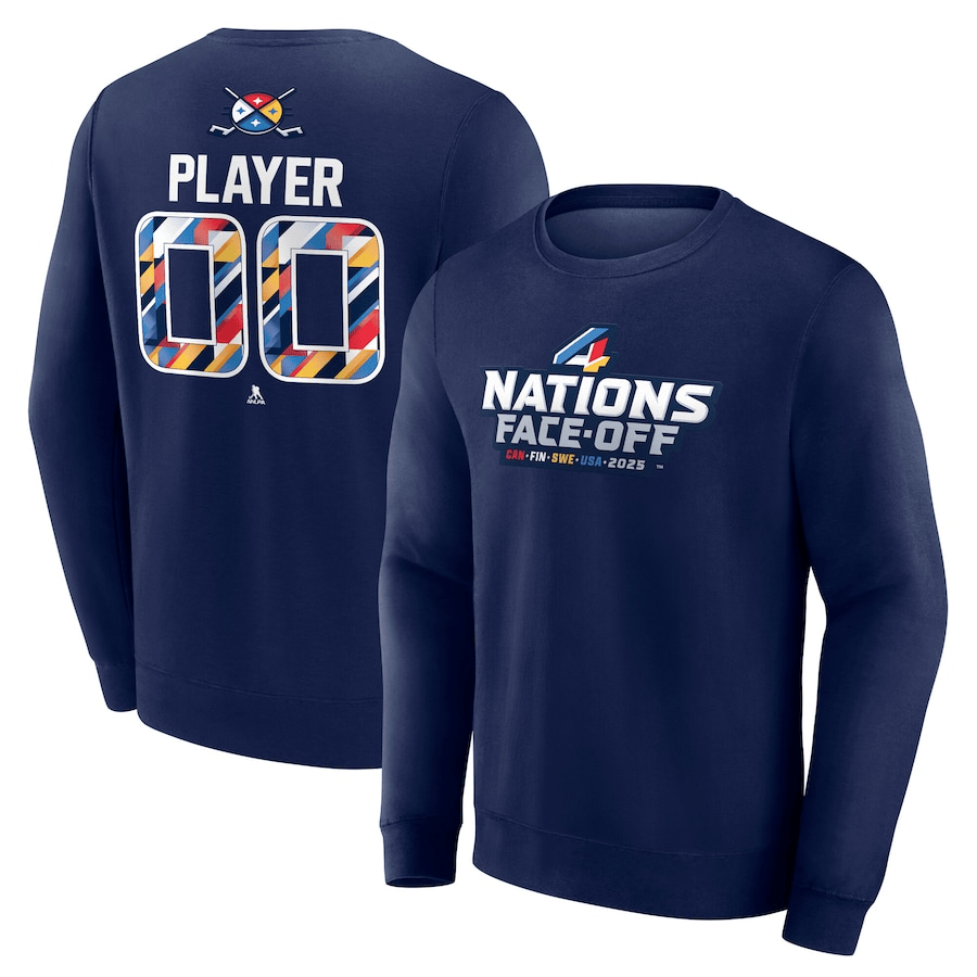 2025 4 Nations Face-Off Pick-A-Player Pullover Navy Sweatshirt 1 2025 4 Nations Face-Off Pick-A-Player Pullover Navy Sweatshirt