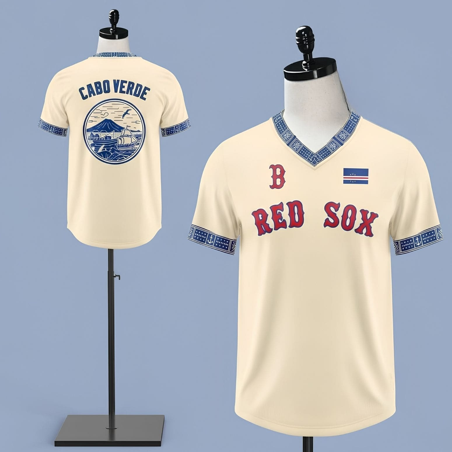 2026 Boston Red Sox Cabo Verde Celebration V-Neck Jersey Red Sox Merch Baseball Fans Gifts
