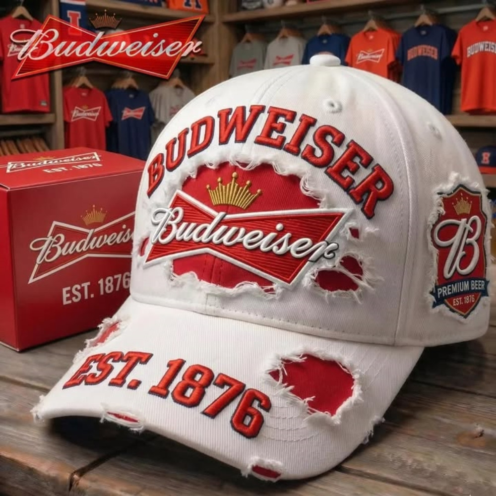 2026 Budweiser Est 1876 Distressed Vintage Hat Budweiser Merch Gifts For Friends