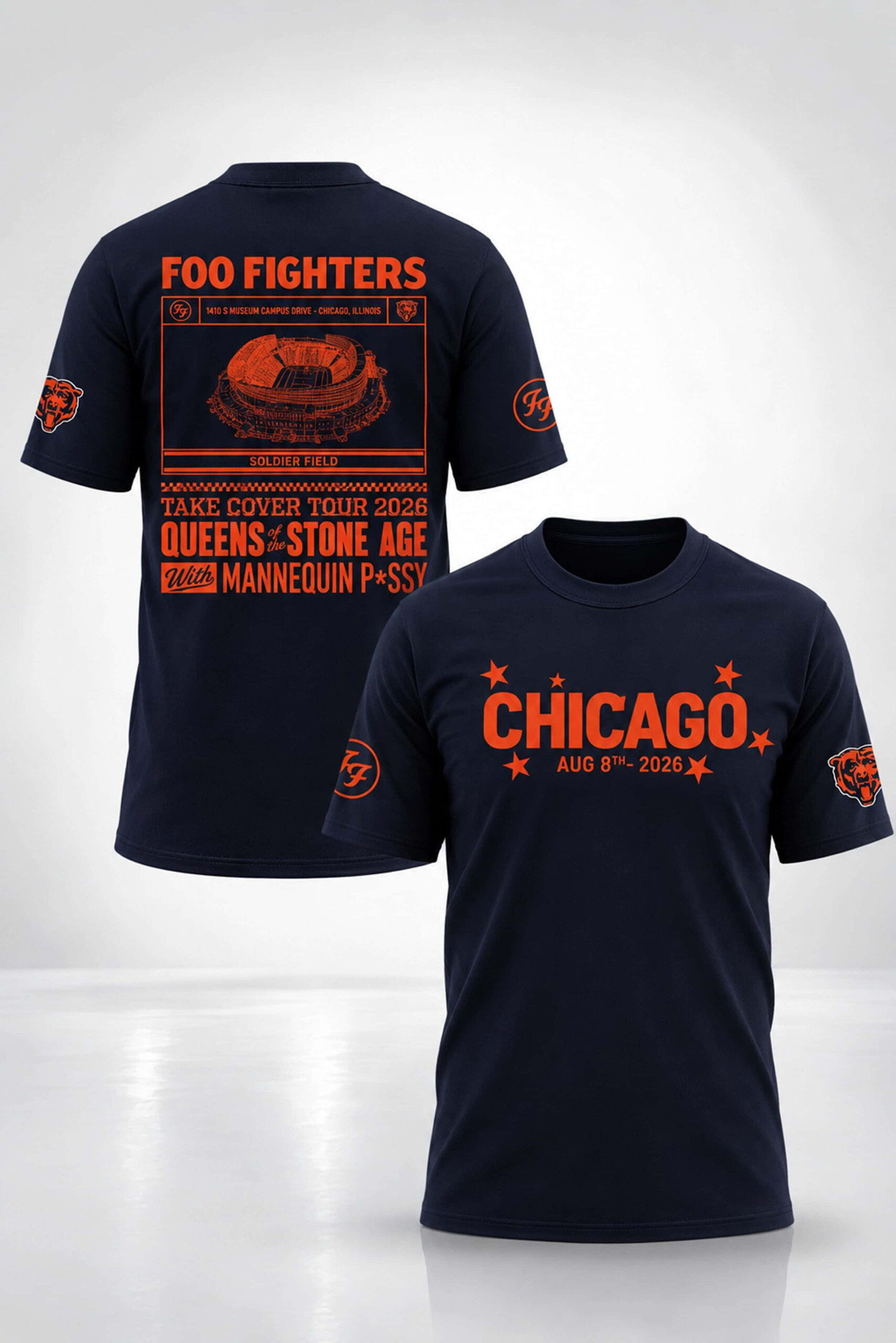 2026 Chicago Bears Foo Fighters Tour Shirt Chicago Bears Merch Presents For Football Fans