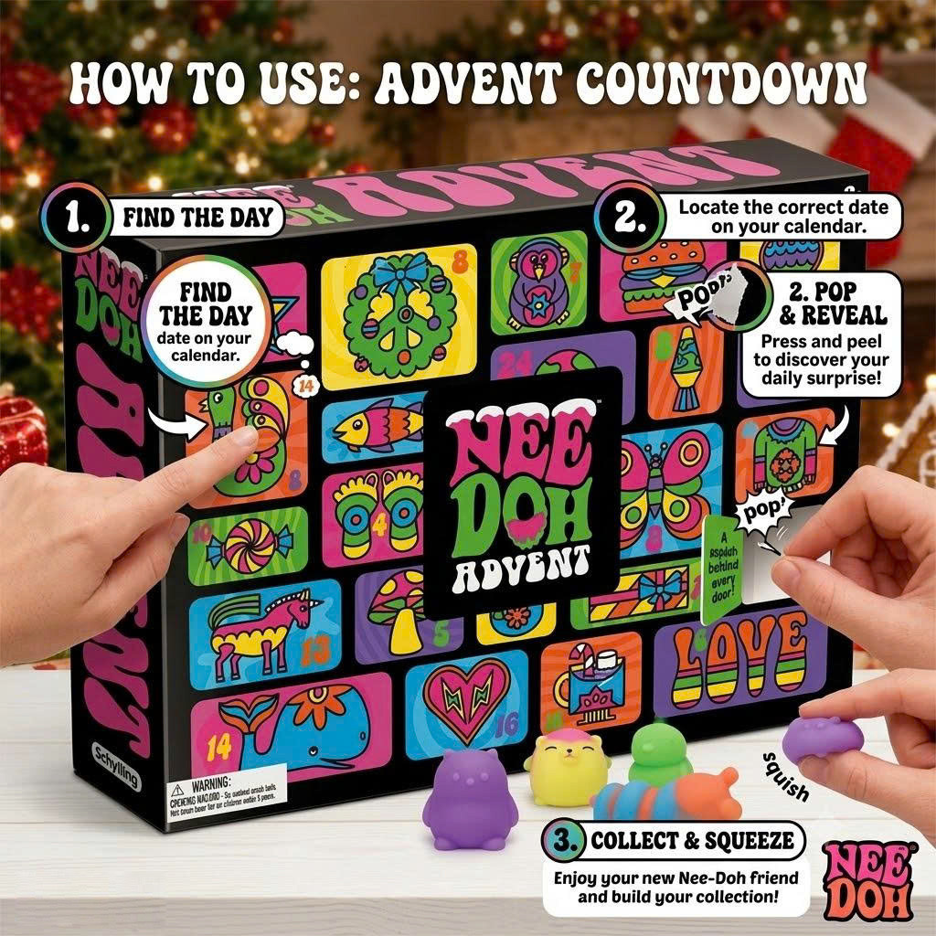 2026 Needoh Advent Calendar 24 Days Of Christmas Ornaments Schylling Needoh Merch Gift For Christmas - Image 4