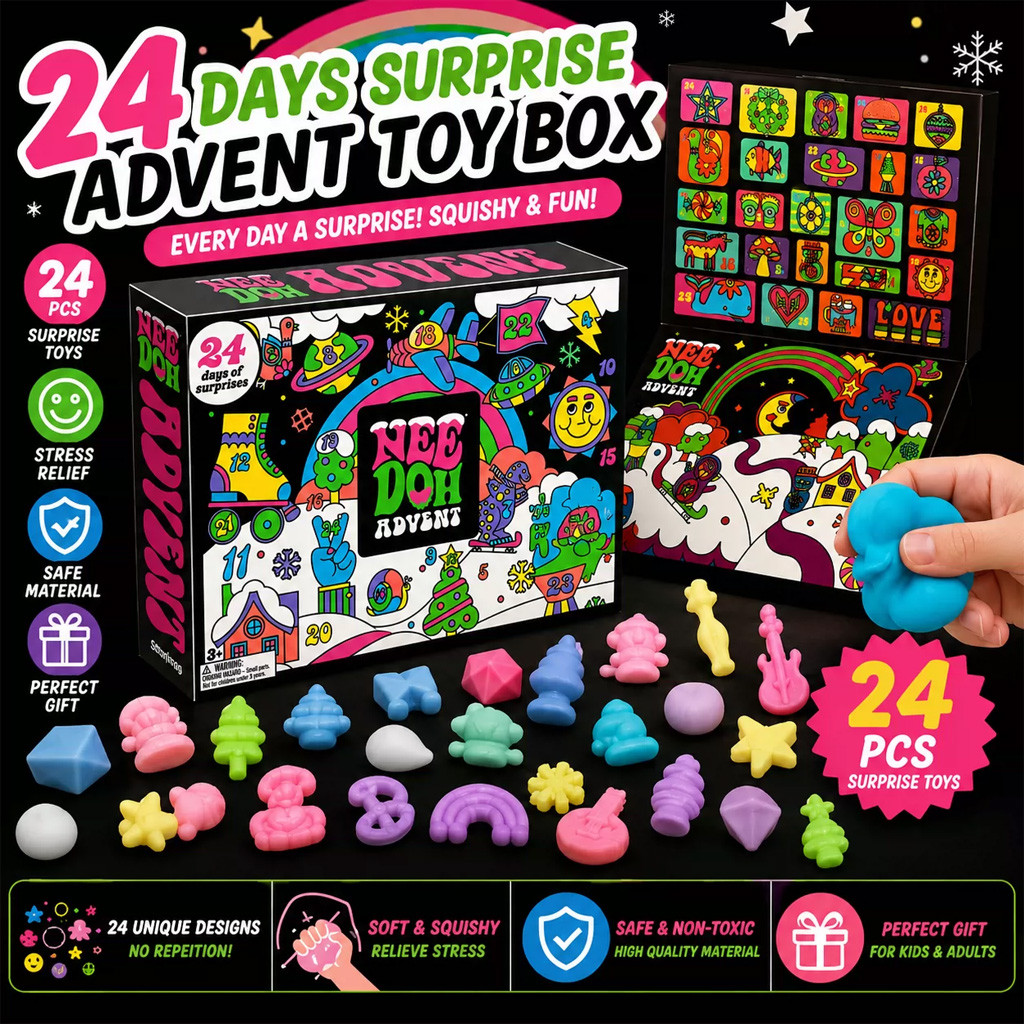 2026 Needoh Advent Calendar Squishy Toy 24 Days Surprises Schylling Needoh Merch Gifts For Christmas - Image 2