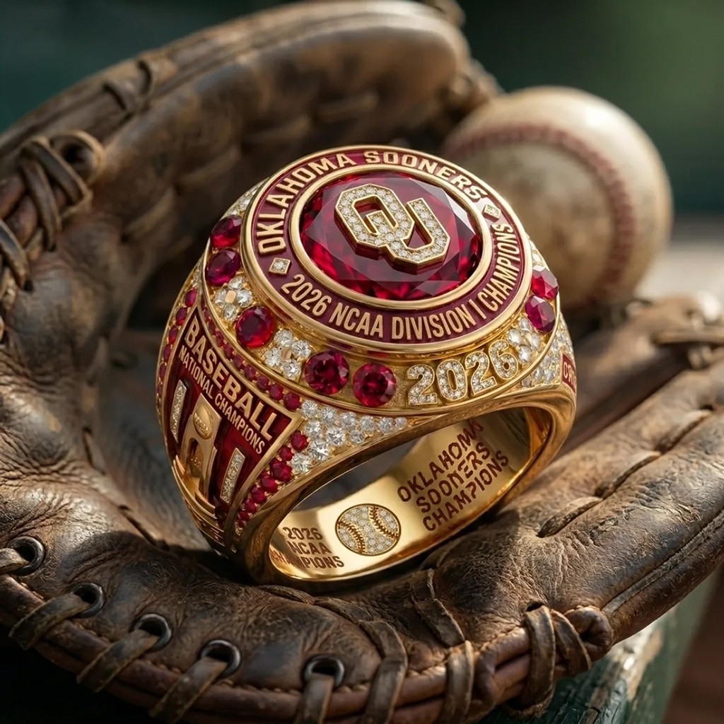 2026 Oklahoma Sooners Baseball Championship Gold Ring Sooners Champions Merch Gift For Fans
