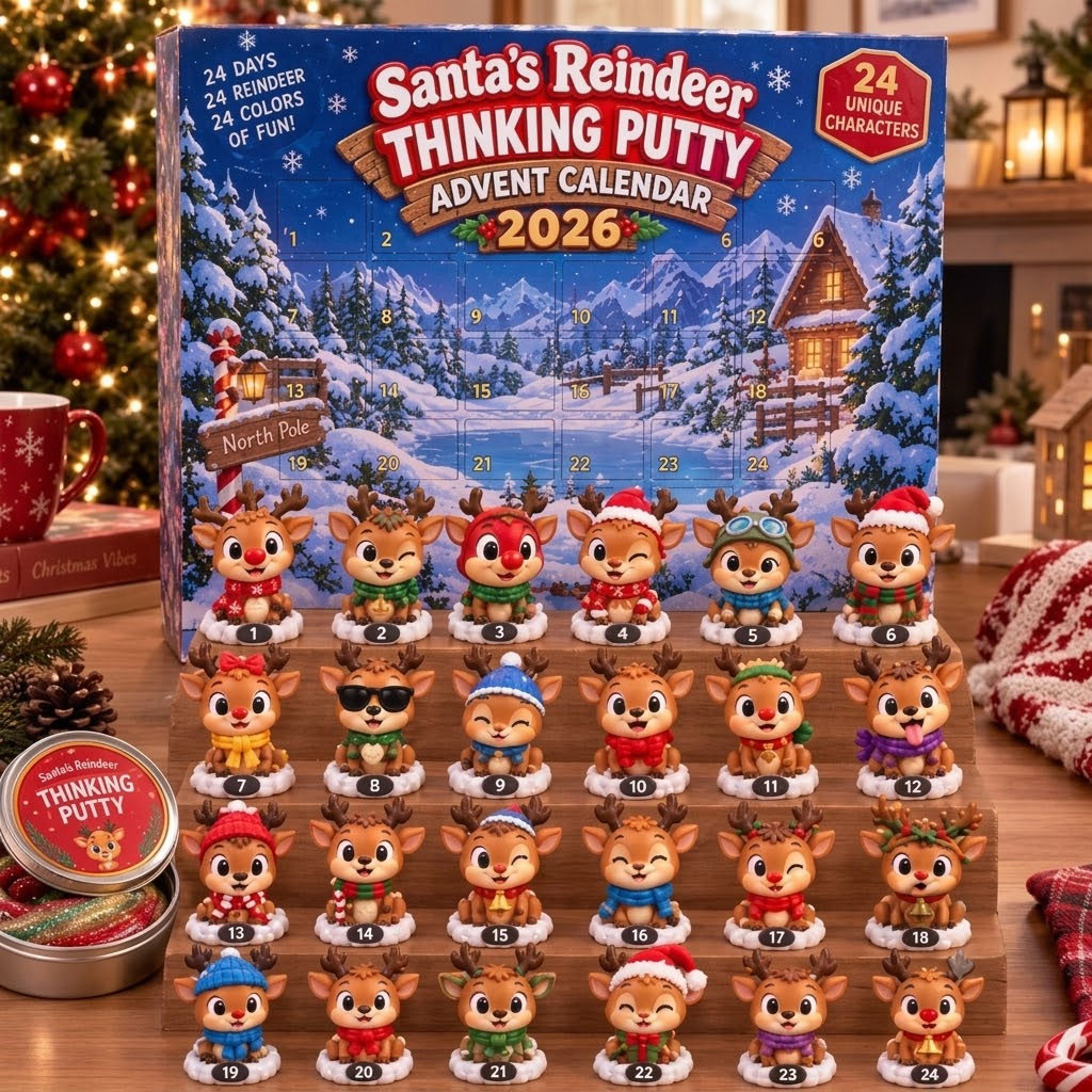 2026 Santa's Reindeer Thinking Putty Advent Calendar 24 Days Christmas Ornaments Xmas Decor
