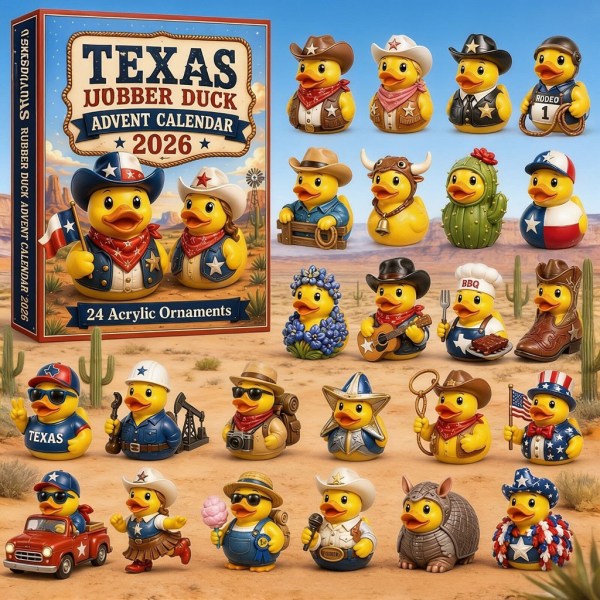 2026 Texas Cowboy Rubber Duck Advent Calendar 24 Piece Acrylic Ornament Christmas Gift Ideas - Image 2