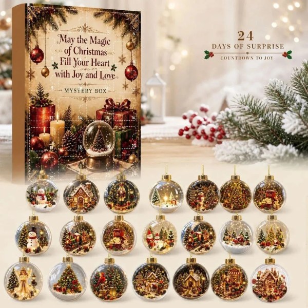 24 Day Christmas Mystery Ornaments Advent Calendar Xmas Tree Decor Holiday Countdown Gift - Image 2
