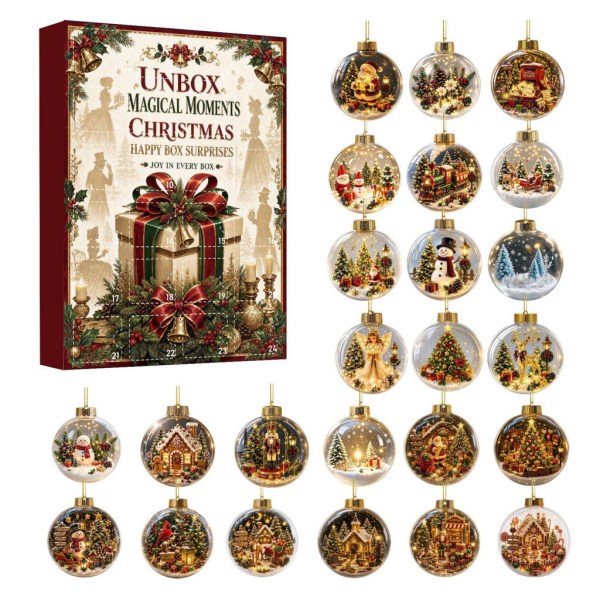 24 Day Christmas Mystery Ornaments Advent Calendar Xmas Tree Decorations Gift For Friends - Image 2