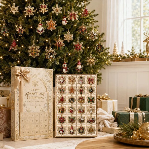 24-Day Snowflake Christmas Countdown Advent Calendar 2026 Winter Holiday Gifts for Christmas - Image 2
