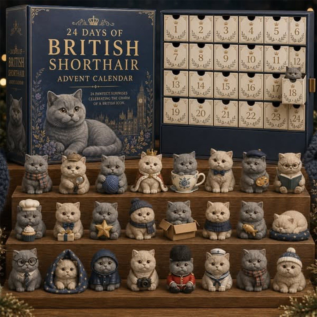 24 Days of British Shorthair Blind Box Advent Calendar Christmas Ornaments Gifts For Cat Lovers