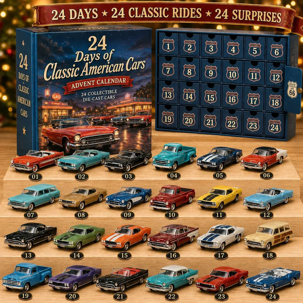24 Days Of Classic American Cars Advent Calendar 2026 Christmas Ornaments Holiday Home Decor