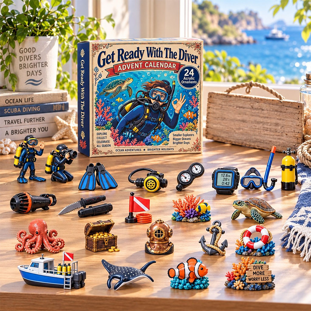 24 Days of Deep Sea Diver Advent Calendar Christmas Ornaments Best Xmas Gift For Diver