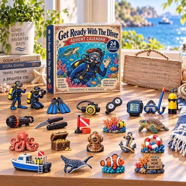24 Days of Deep Sea Diver Advent Calendar Christmas Ornaments Best Xmas Gift For Diver - Image 2