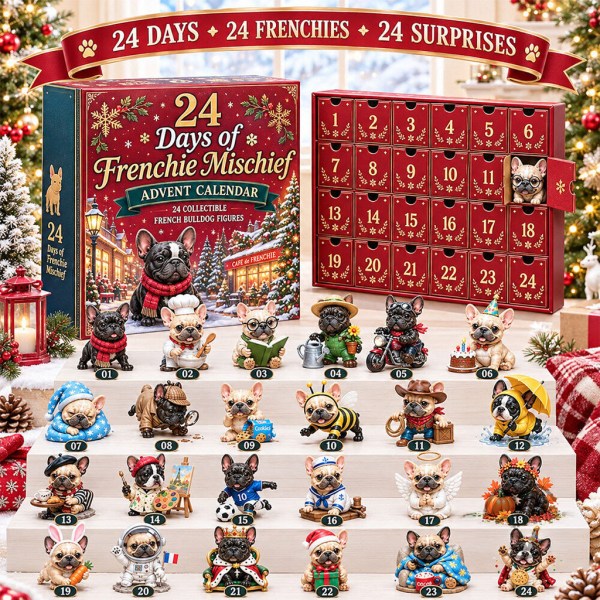 24 Days Of Frenchie Mischief French Bulldog Advent Calendar Christmas Ornaments Xmas Tree Decor - Image 2