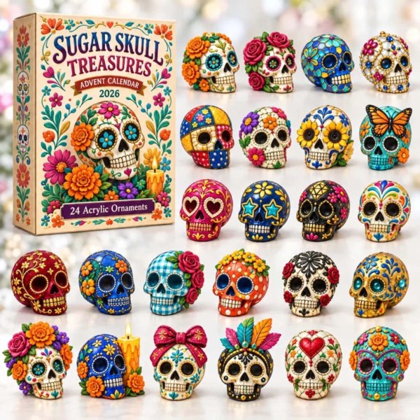 24 Days of Sugar Skull Treasures Advent Calendar Day Of The Dead Holiday Ornaments Gifts - Image 2
