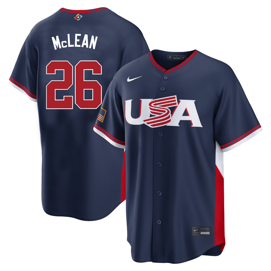 26 Nolan McLean USA 2026 World Baseball Classic Baseball Jersey Team USA WBC 2026 Merch White - Image 2