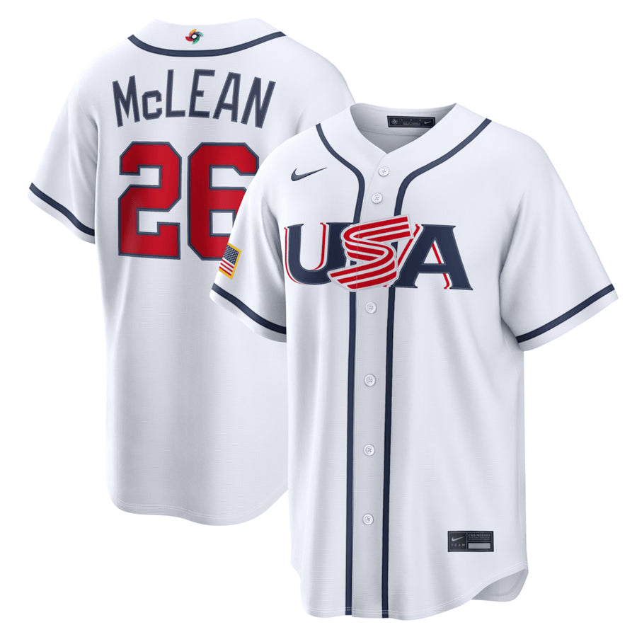 26 Nolan McLean USA 2026 World Baseball Classic Baseball Jersey Team USA WBC 2026 Merch White