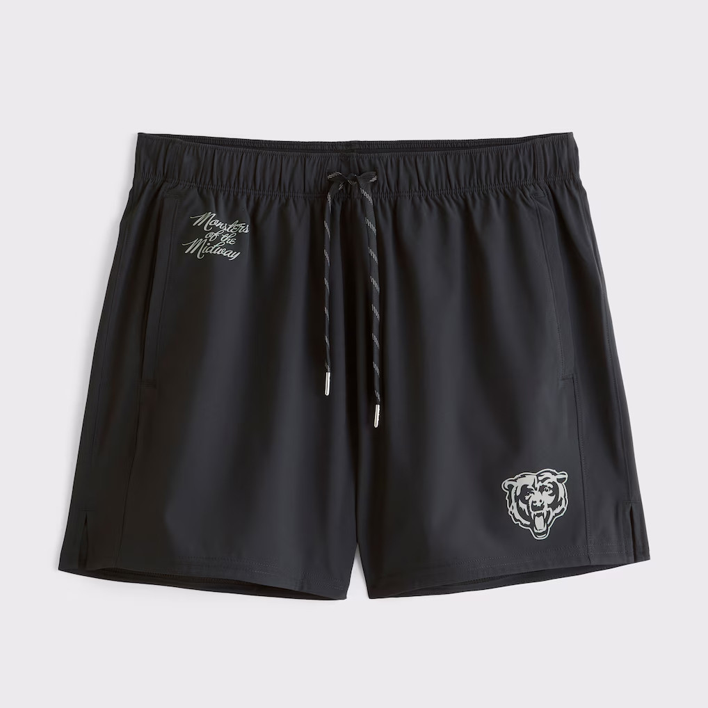 Abercrombie & Fitch x NFL Merch 2026 Chicago Bears Monsters Of The Midway Black Shorts Bears Merch