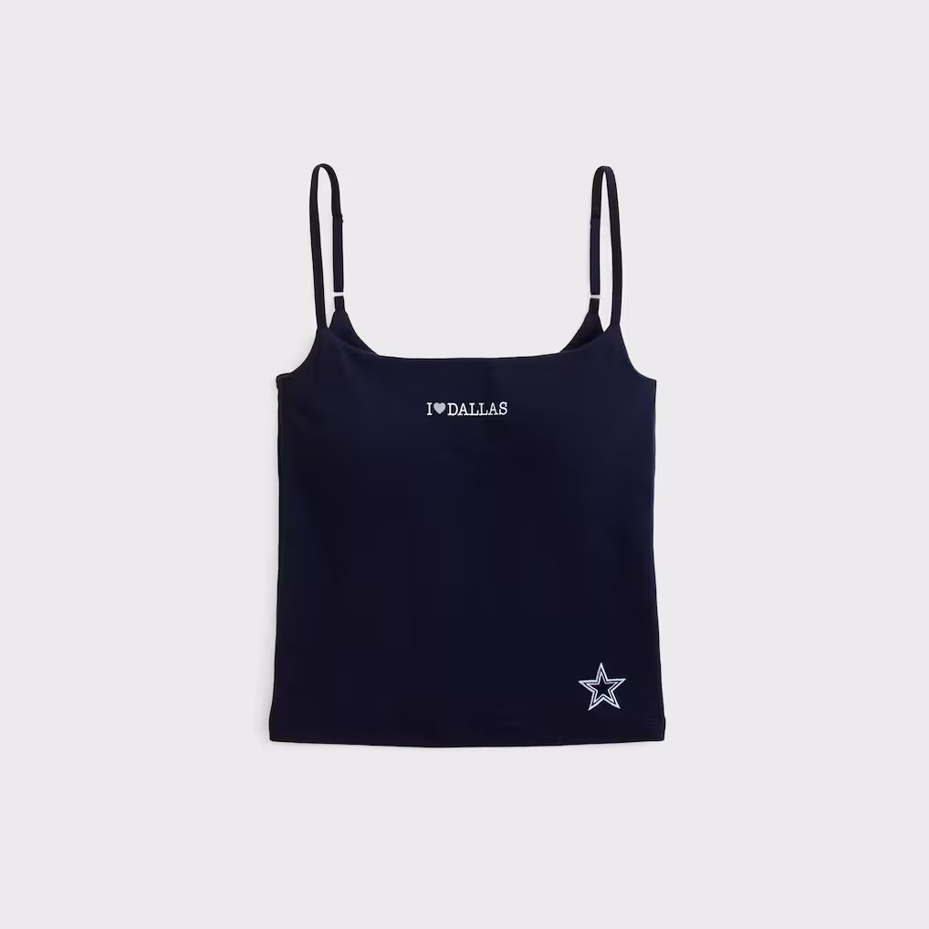 Abercrombie & Fitch x NFL Merch 2026 I Heart Dallas Football Navy Cami Top Dallas Cowboys Merch