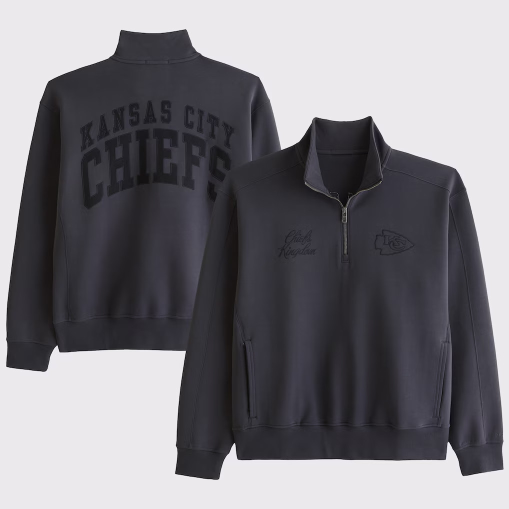 Abercrombie & Fitch x NFL Merch 2026 KC Chiefs Football Half-Zip Sweatshirt Chiefs Kingdom Merch