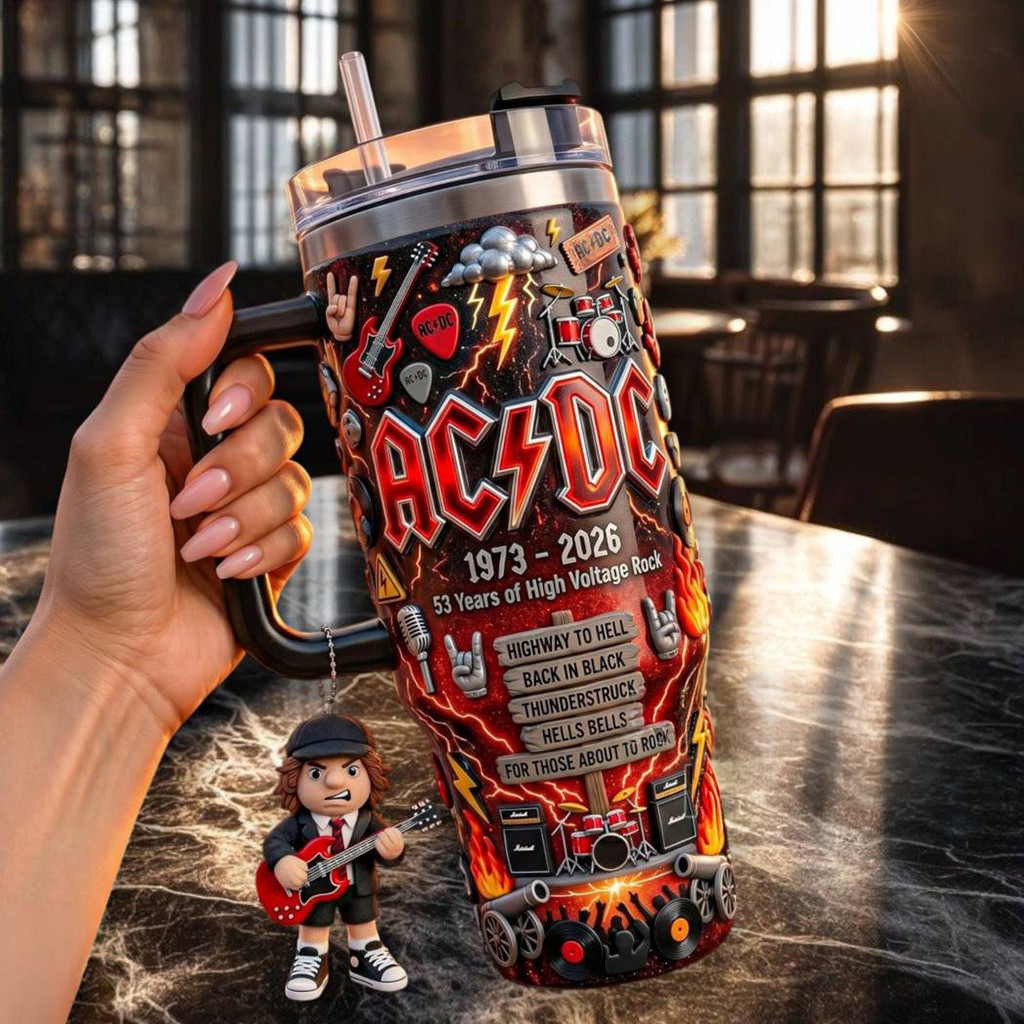 AC DC 1973 2026 Angus Young 53 Years Of High Voltage Rock Songs List Tumbler AC DC Merch Gifts