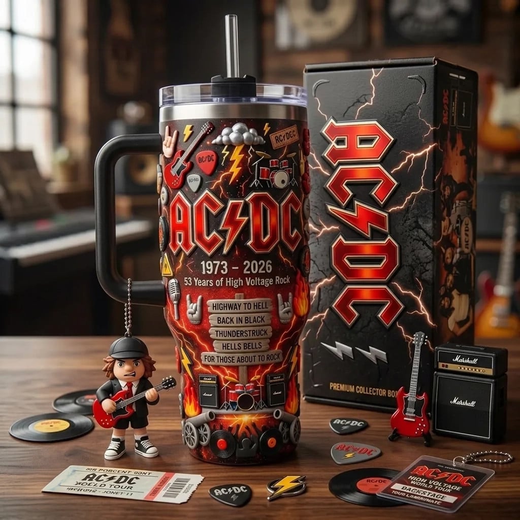 AC DC 53 Years Of High Voltage Rock 40oz Collectible Tumbler AC DC Merch Gift For Band Fans