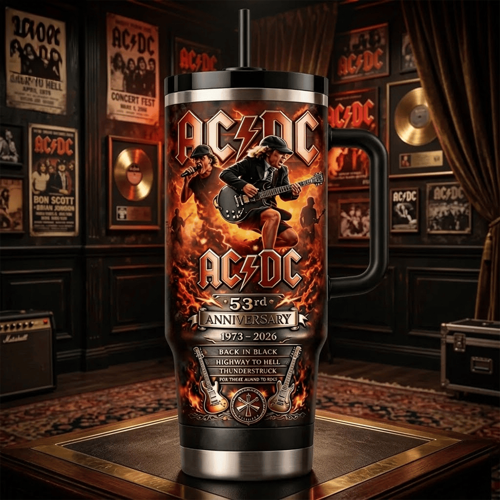 AC DC 53Rd Anniversary Collector Commemorative Tumbler 1973 2026 AC DC Merch Best Fan Gifts