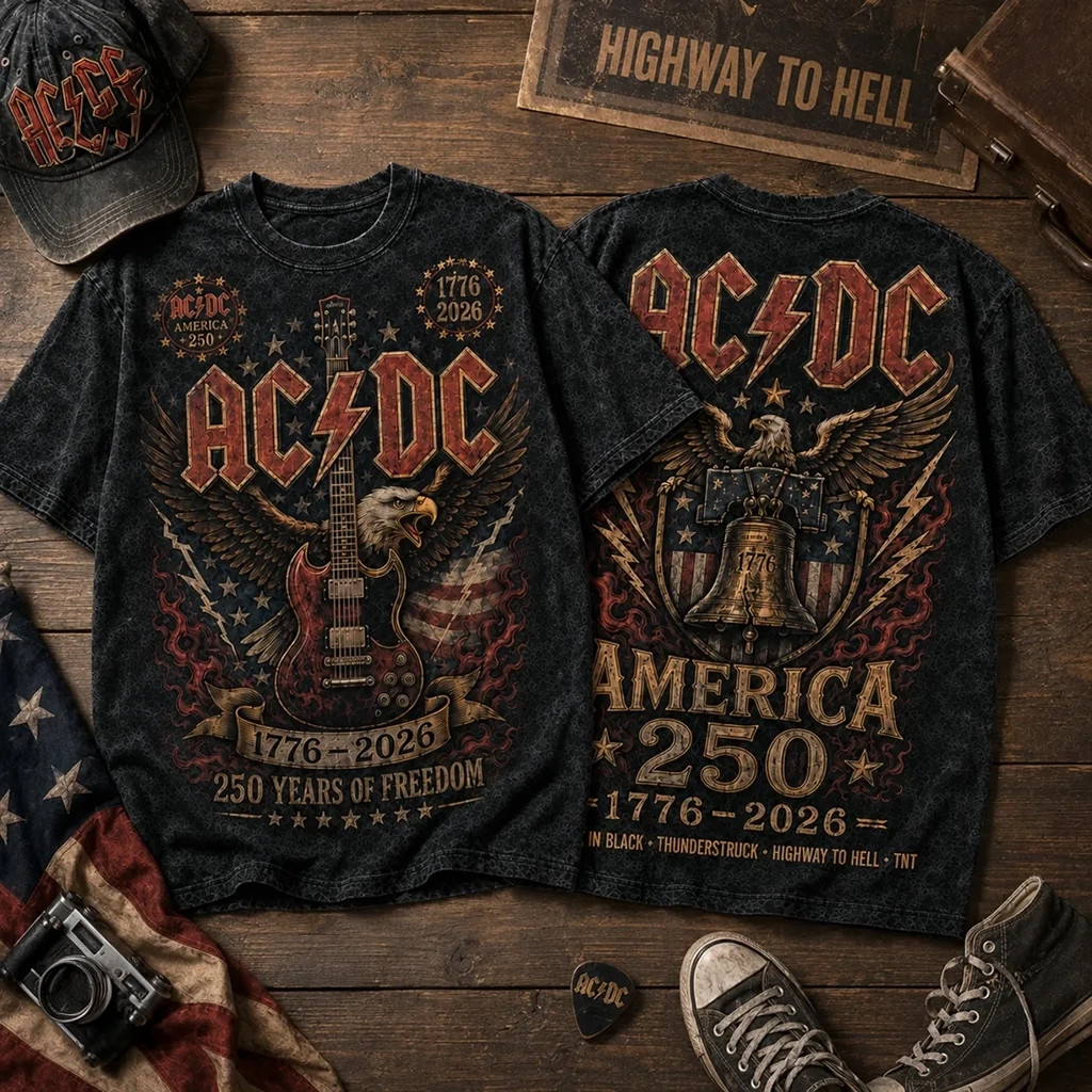 AC DC America 250 Years Of Freedom 1776 2026 T-Shirt AC DC Merch 4th Of July Gifts Ideas