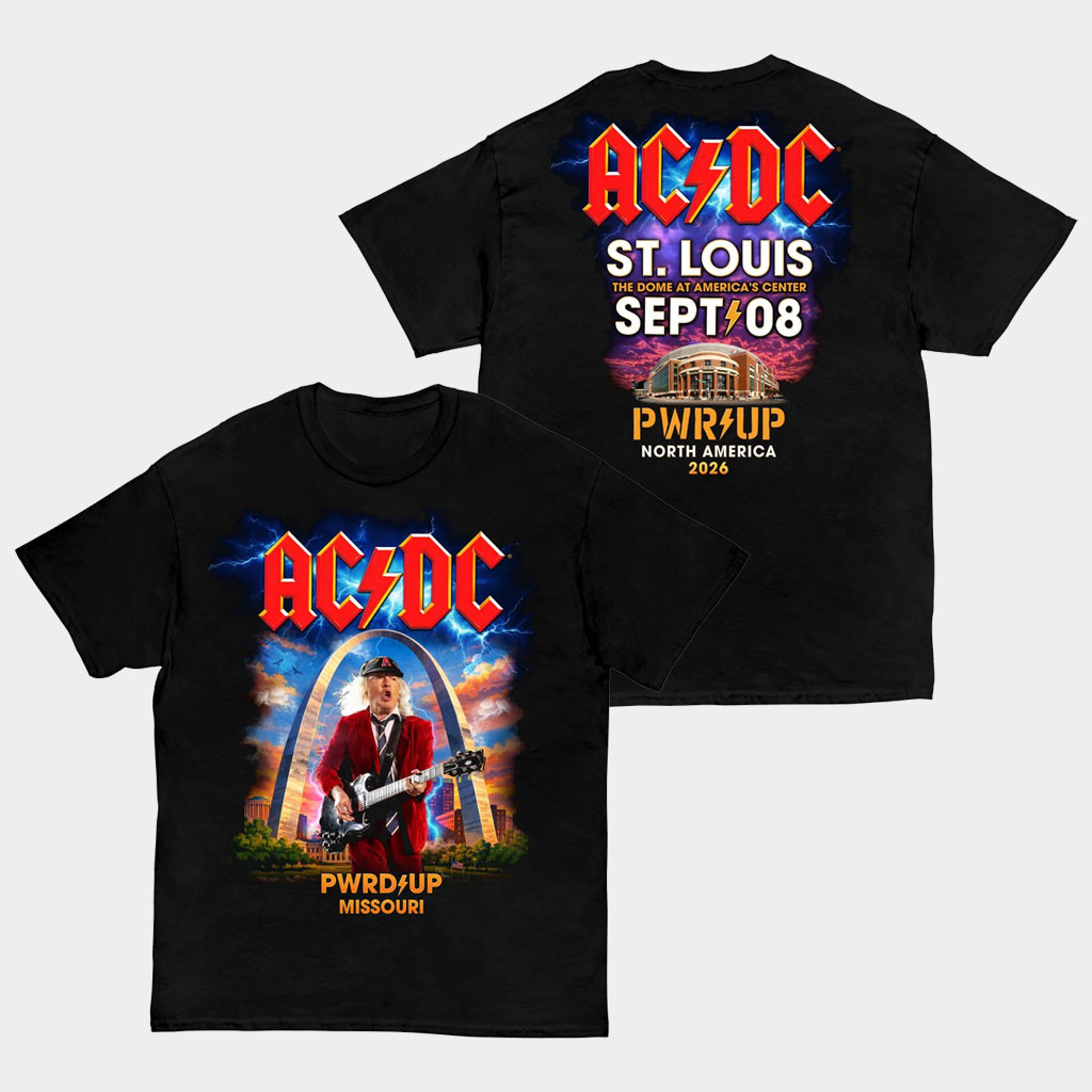 AC DC Merch 2026 St Louis PWR UP Tour T-Shirt Music Concert Outfits Gifts For Fans