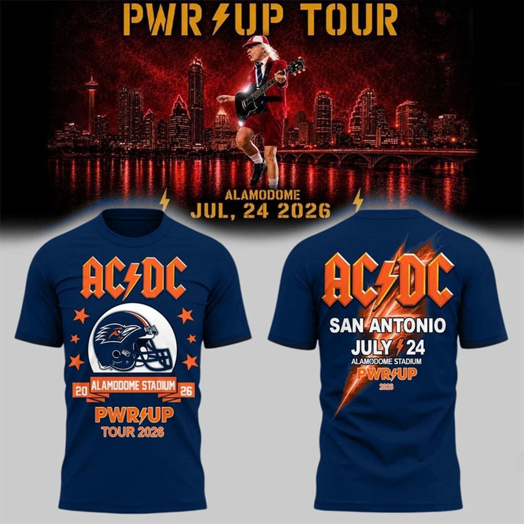AC DC Merch ACDC San Antonio TX 2026 Concert T-Shirt Power Up World Tour Alamodome Merch