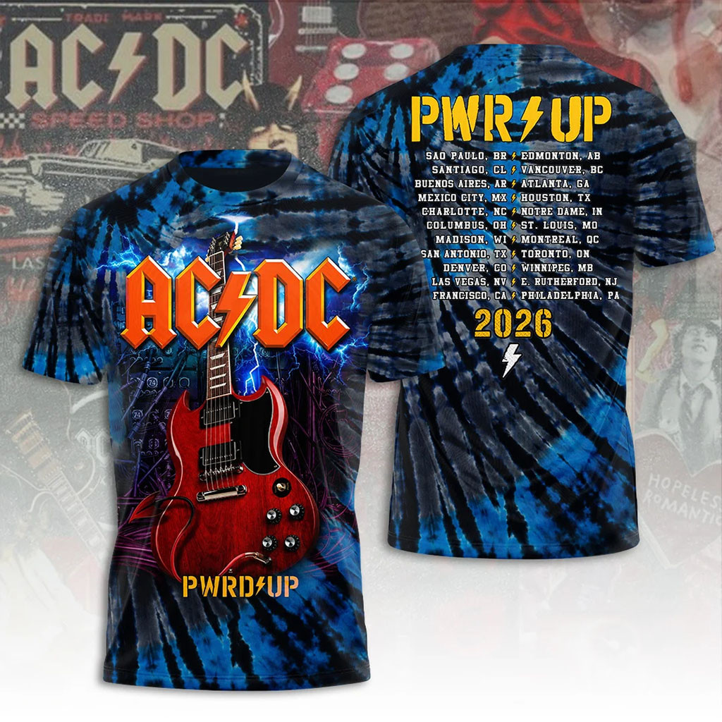 AC DC PWR Up Tour Merch 2026 Agus Gibson Tour Dates T-Shirt Present For Music Lover