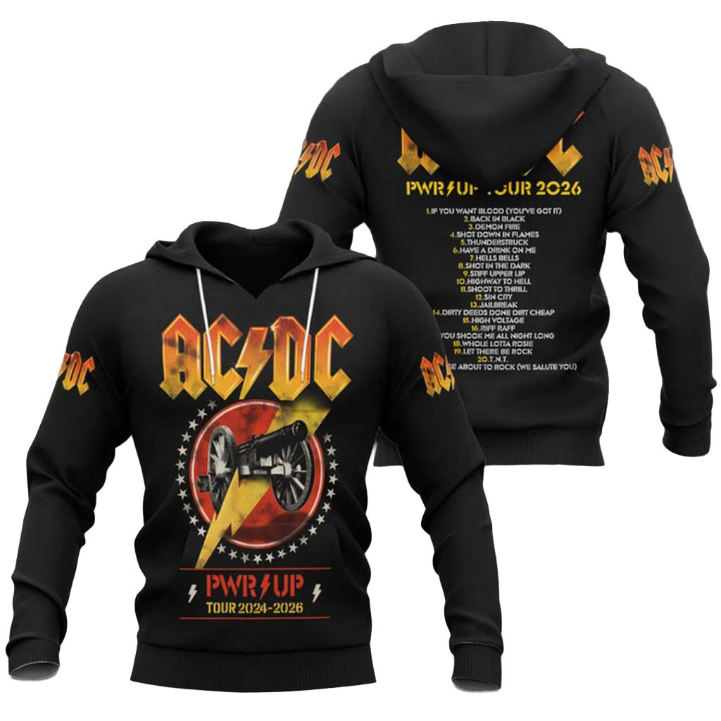 AC DC PWR UP World Tour 2026 Hoodie AC DC Merch Good Gifts For Music Lovers