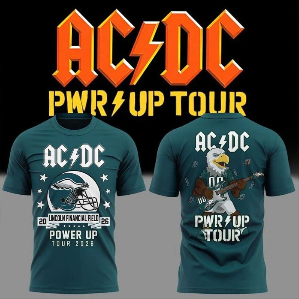 AC DC X Philadelphia Eagles Merch 2026 Power Up Tour Rock Band T-Shirt Gift For Music Lovers