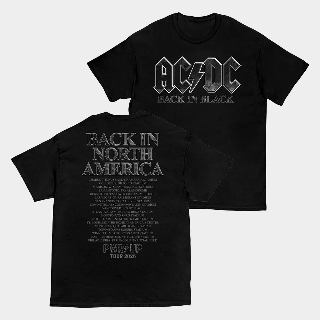 ACDC Merch 2026 Back In Black PWR UP Tour T-Shirt Music Related Gifts For Guys