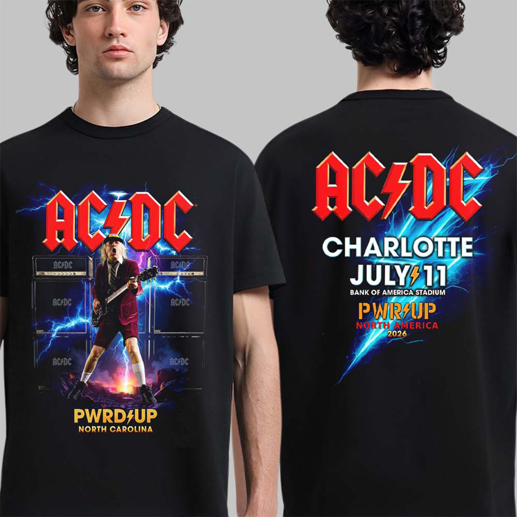 ACDC Merch Charlotte PWR Up Tour 2026 T-Shirt Best Gifts For Son