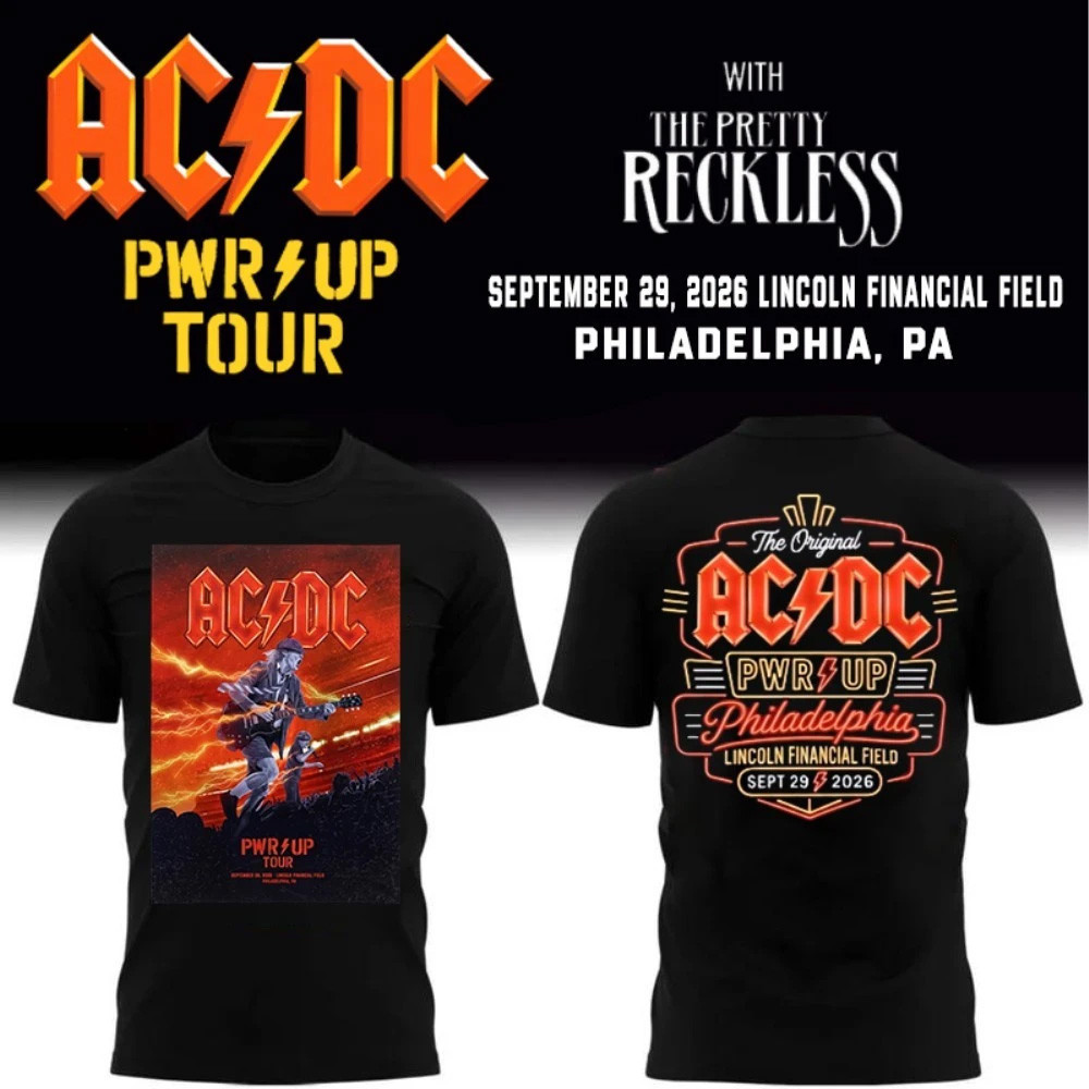ACDC Philadelphia 2026 Shirt Power Up Tour Lincoln Financial Field Concert Tee AC DC Merch