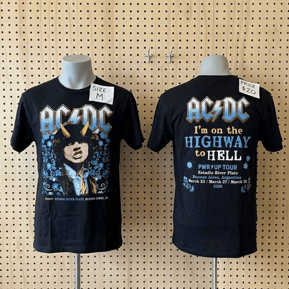 ACDC Power Up Tour 2026 Argentina Leg March 23 27 31 2026 T-Shirt I'm On The Highway To Hell