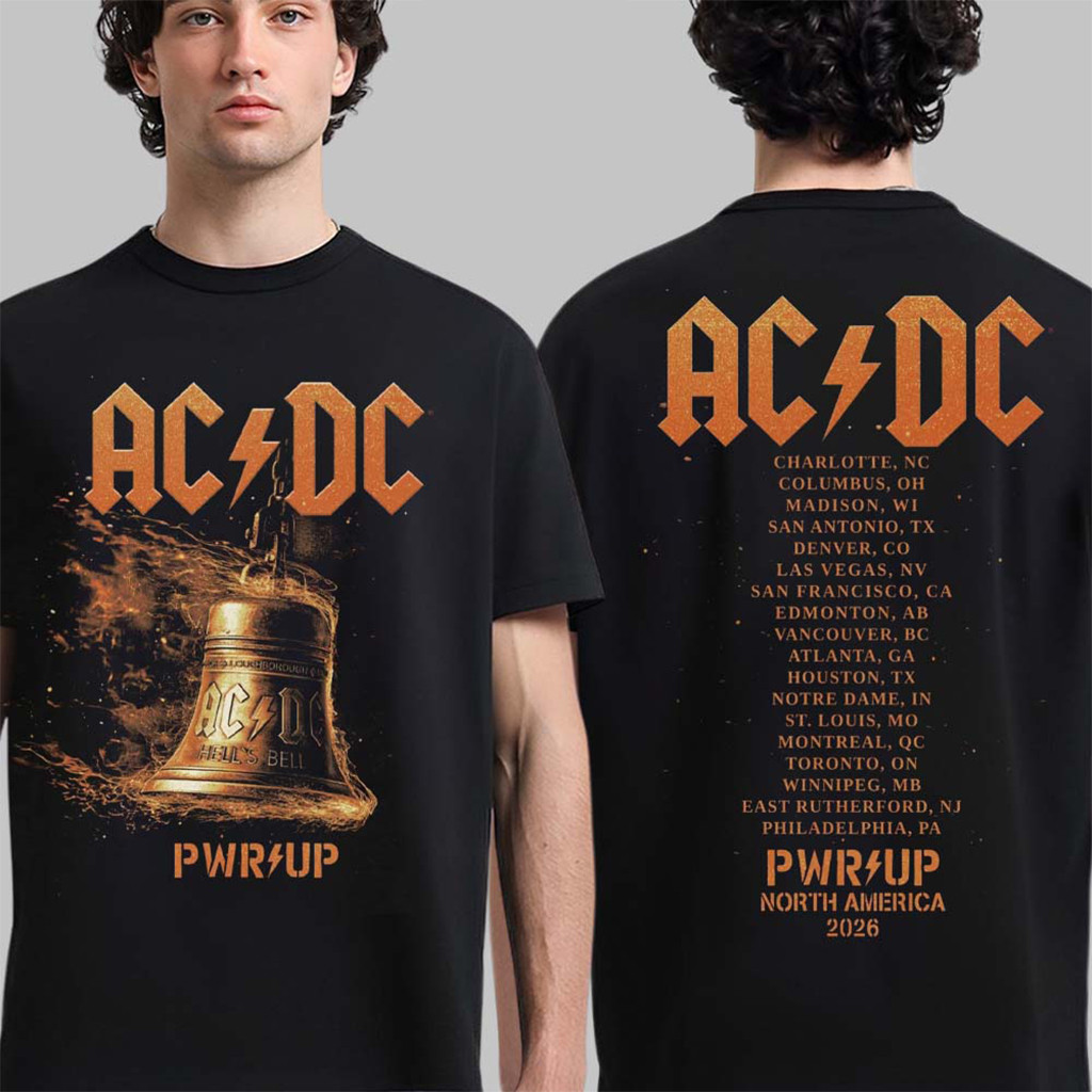 ACDC PWR Up Tour 2026 North America Shirt Hells Bells Lightning T-Shirt ACDC Merch Fan Gifts