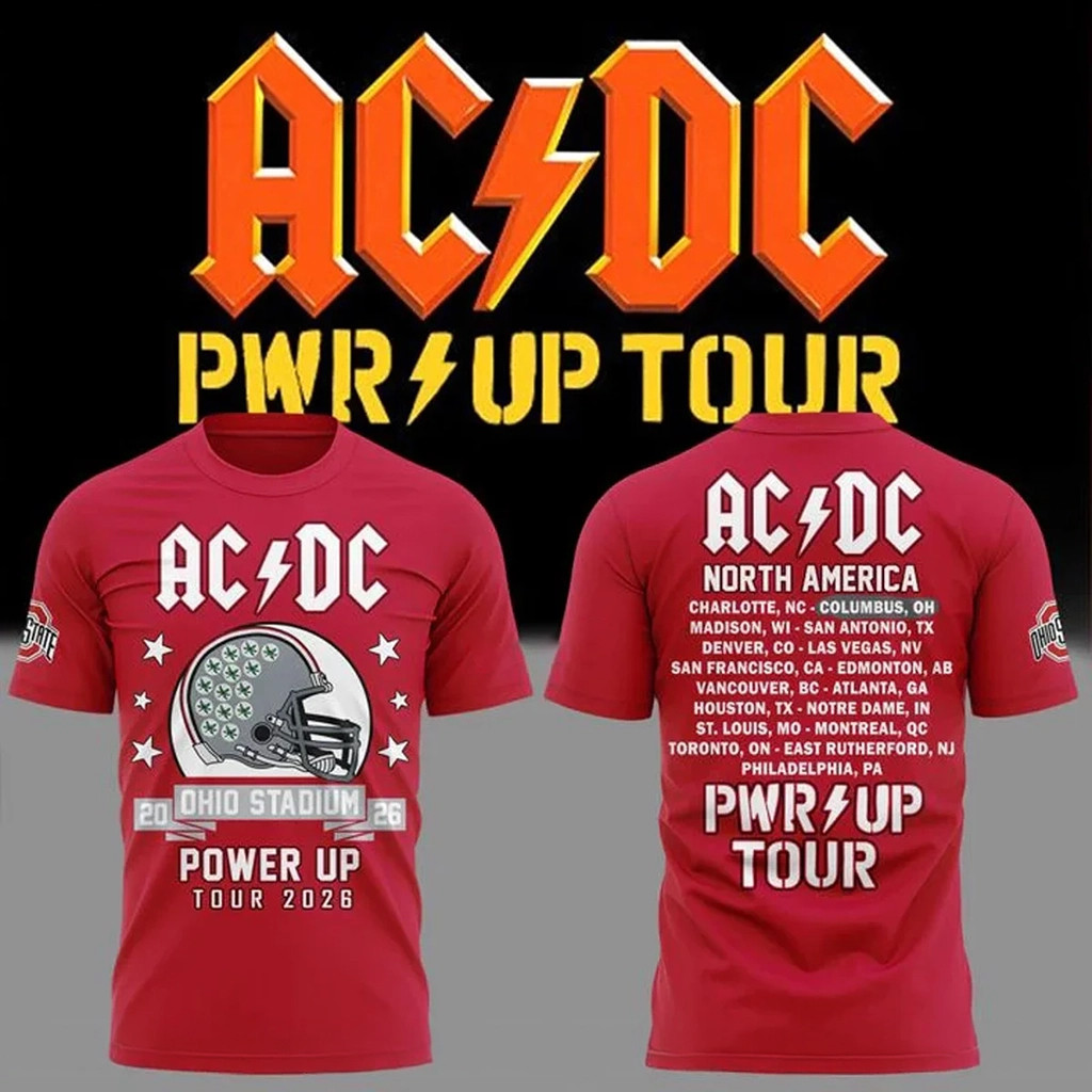ACDC X Ohio State Buckeyes Football Power Up Tour 2026 T-Shirt Buckeyes Merch Gifts For Fans