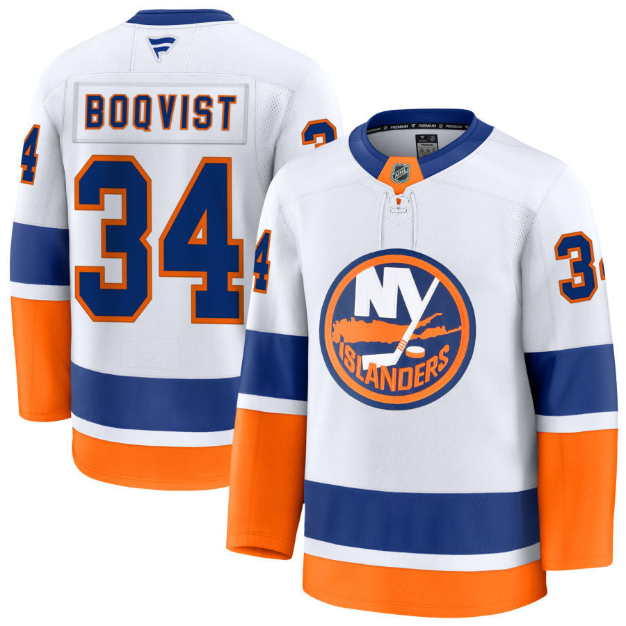 Adam Boqvist New York Islanders 2025 Away Jersey - White 1 Adam Boqvist New York Islanders 2025 Away Jersey - White