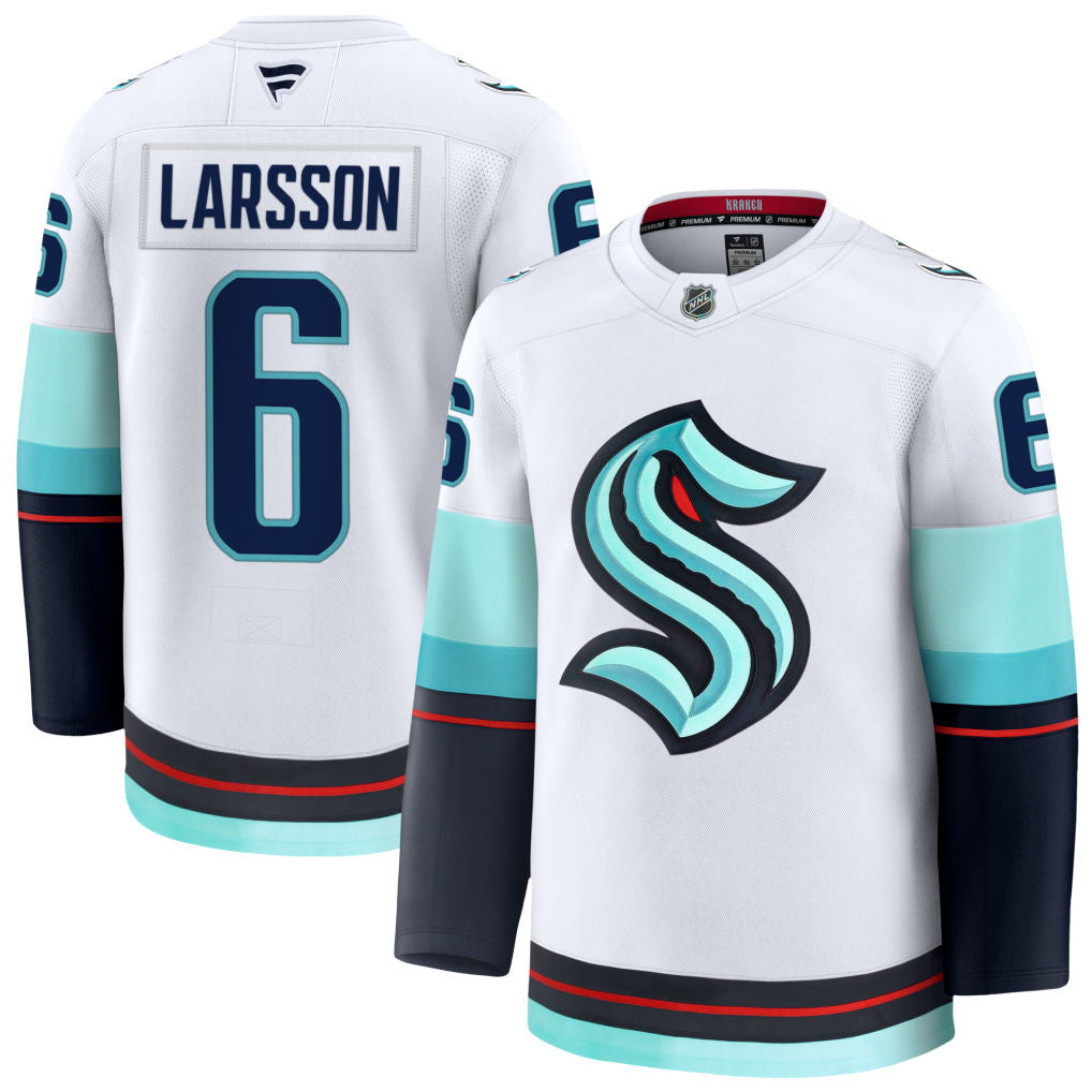 Adam Larsson Seattle Kraken 2025 Away Premium Jersey - White