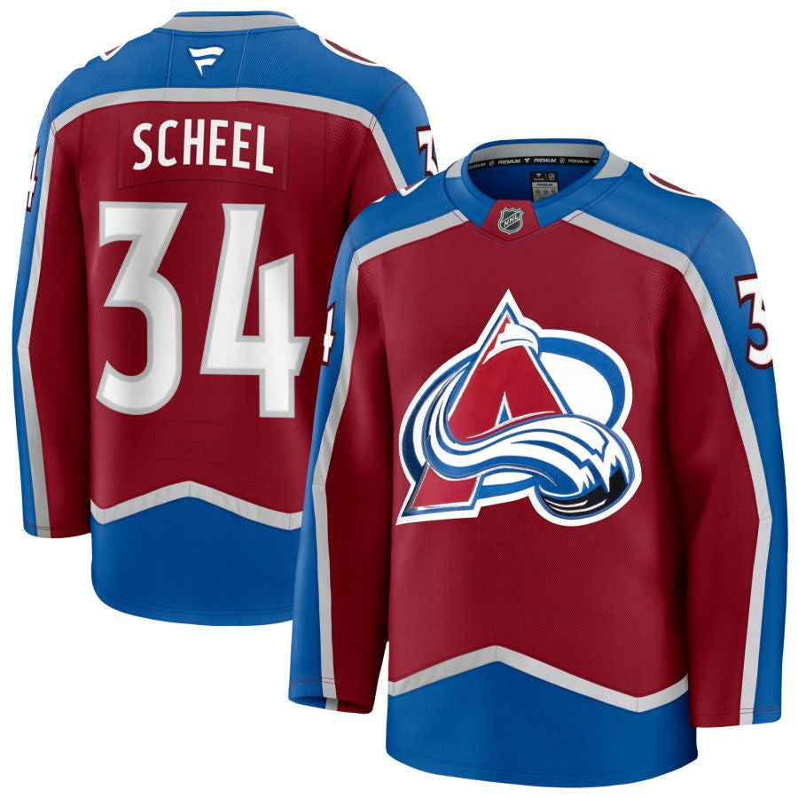 Adam Scheel Colorado Avalanche 2025 Burgundy Home Premium Jersey 1 Adam Scheel Colorado Avalanche 2025 Burgundy Home Premium Jersey