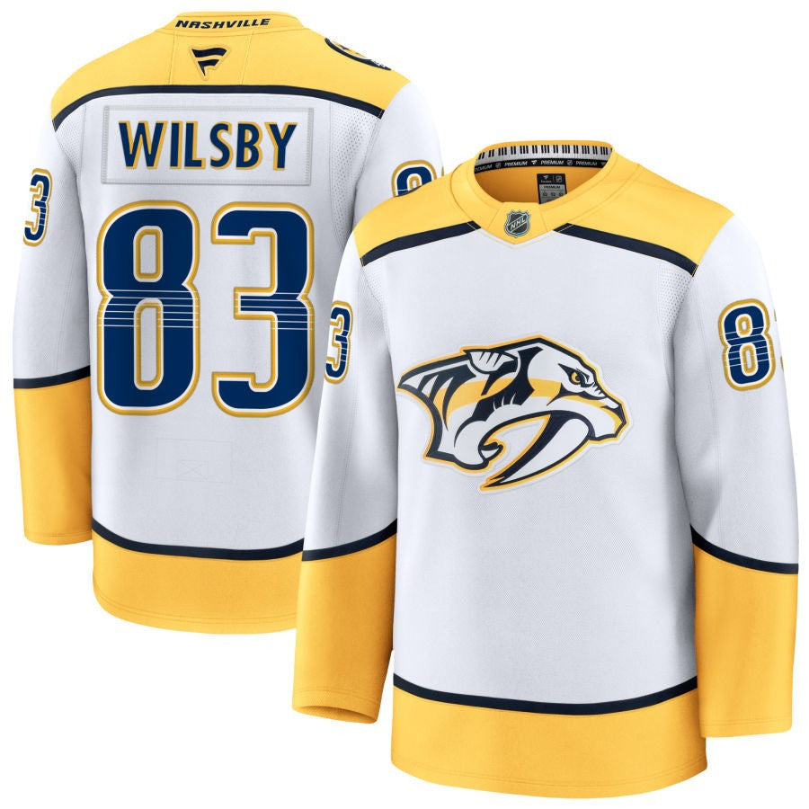 Adam Wilsby Nashville Predators 2025 Away Jersey - White 1 Adam Wilsby Nashville Predators 2025 Away Jersey - White