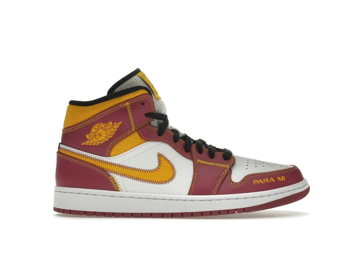 Air Jordan 1 Mid Dia de los Muertos White/Fuchsia-Orange-Black Sneakers - Style DC0350-100