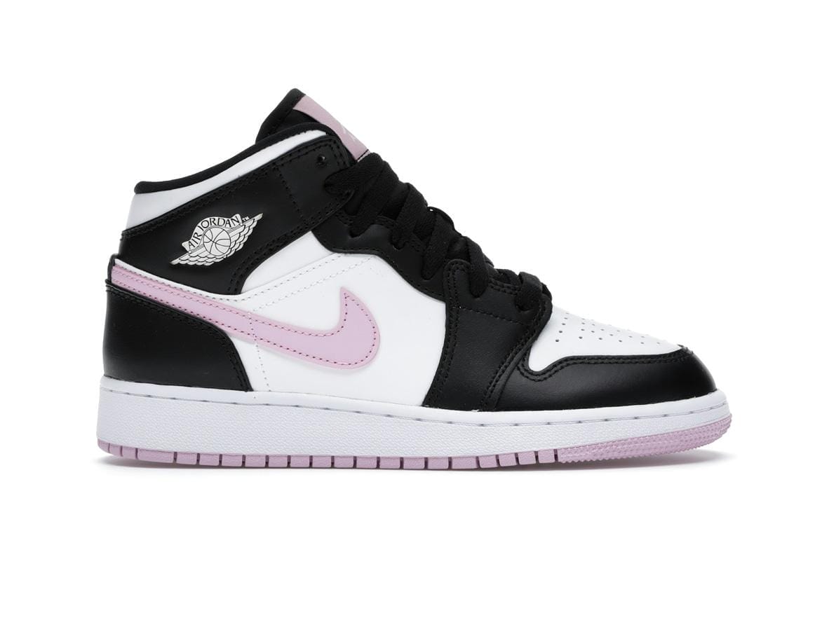 Air Jordan 1 Mid GS White Black Light Arctic Pink Shoes | 555112-103