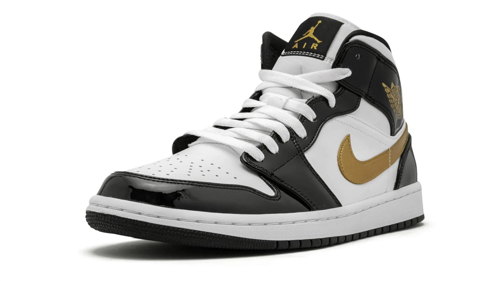 Air Jordan 1 Mid SE "Black Gold Patent Leather" - Image 2